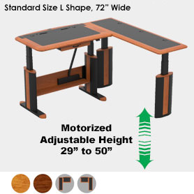 Wellston Executive Sit-Stand Desk, L Shaped, Standard Size