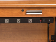 Large Power Strip Integrated into Desk