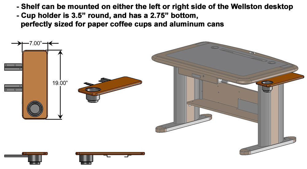 Wellston Side Shelf with Cup Holder