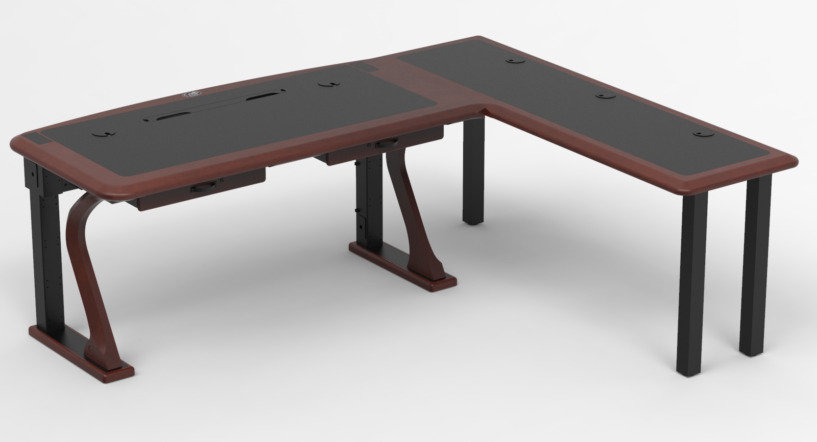 L shaped desk with cable discount management