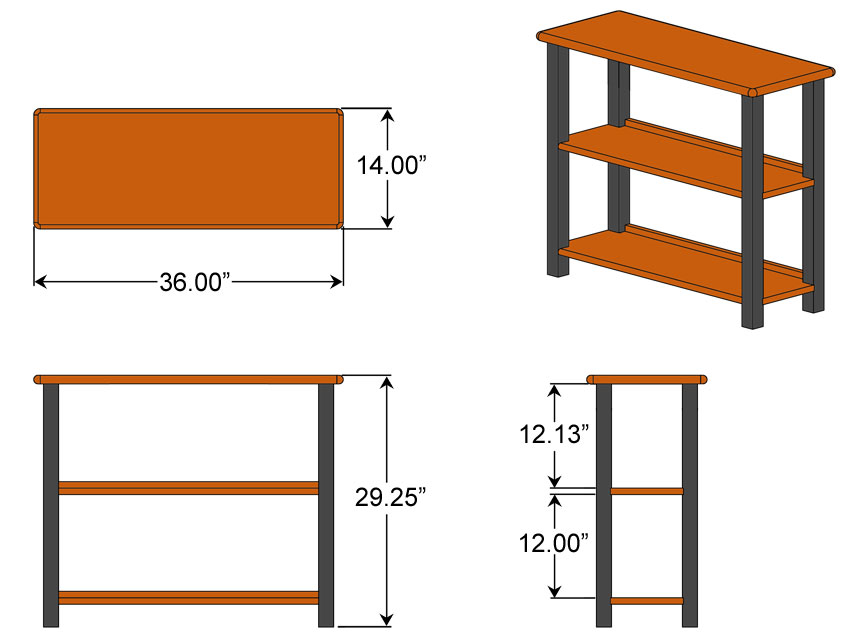 Bookshelf Table, Cherry