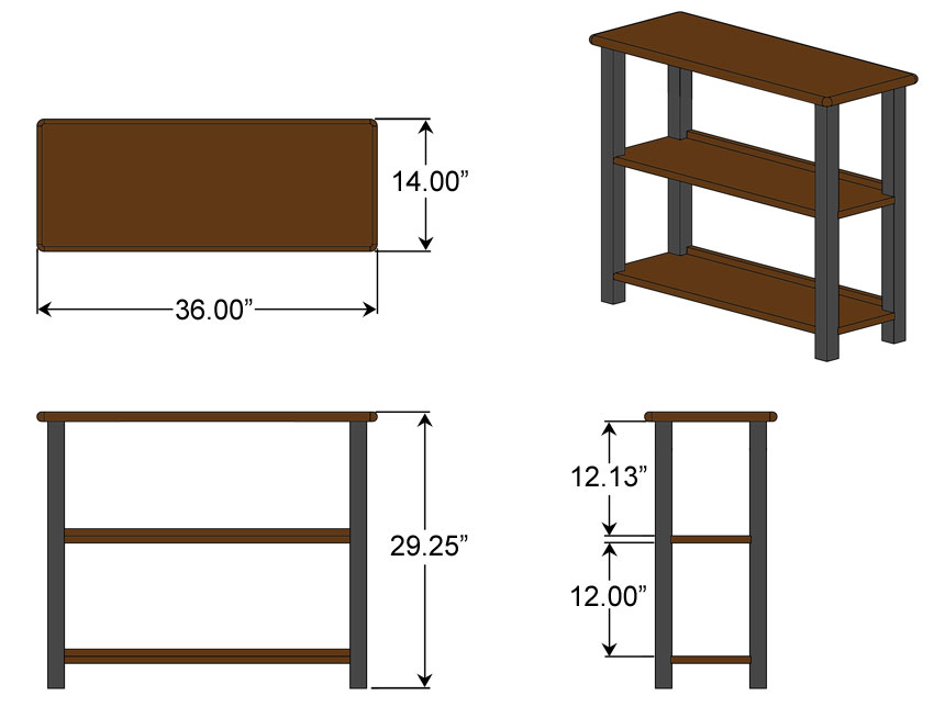 Bookshelf Table, Walnut