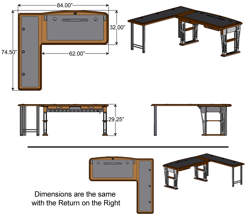 Modern Urban Computer Desk 2 L Shaped Right Caretta Workspace