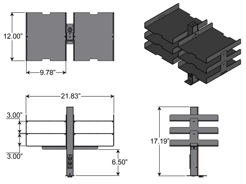 Power Organizer Tower 6 Shelf Dimensions