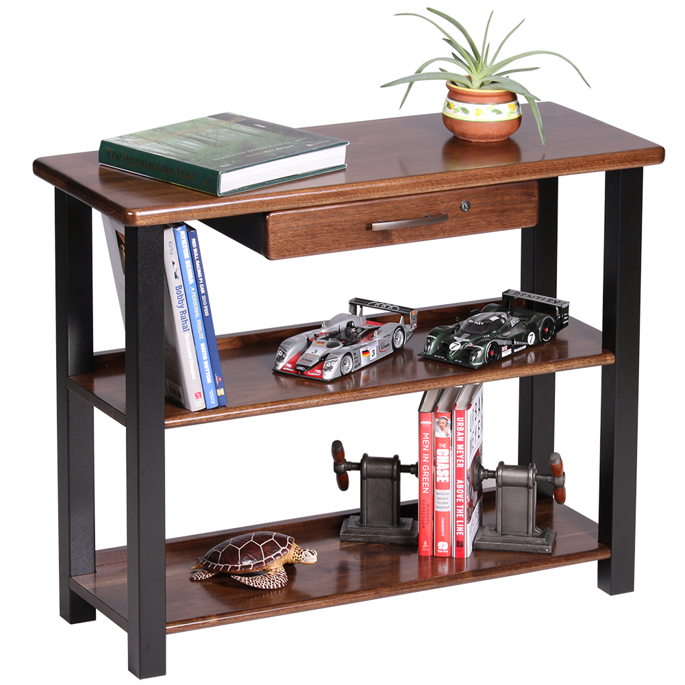 Bookshelf Table with Drawer, Black Walnut