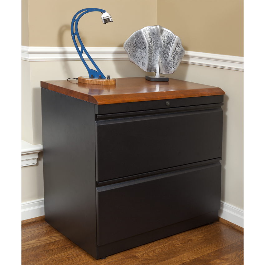 Cherry wood file top cabinet with drawers