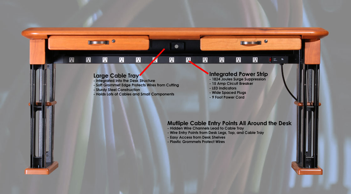 Modern desk with cable management discount